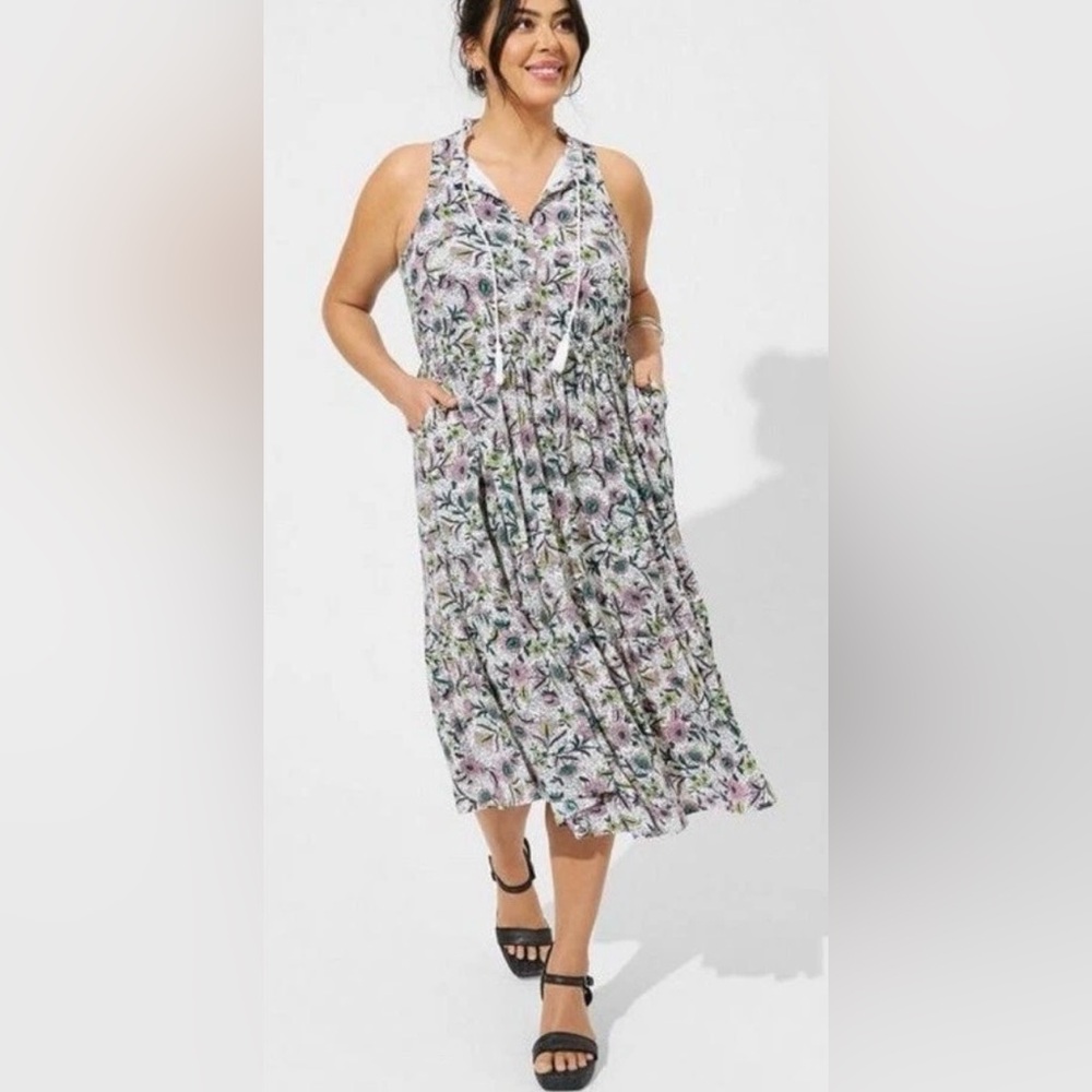 Torrid Midi Wash Gauze Tiered Dress Women’s Size 1
